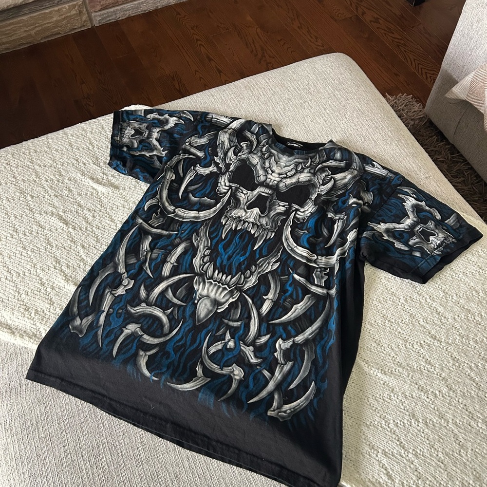 Liquid Blue Black and Blue Skull Tee